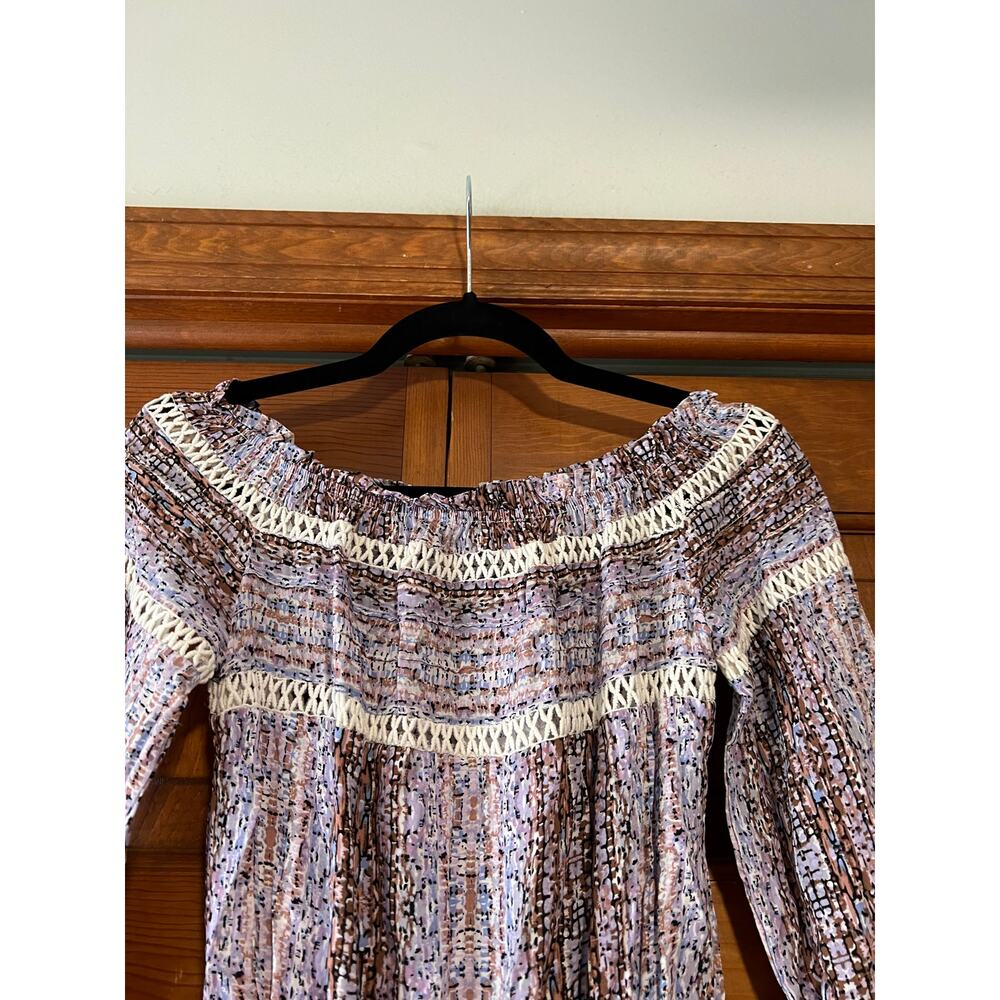 NWT Rumor Boutique Women's Off Shoulder Boho Crochet Romper Purple Size XS - Picture 3 of 14